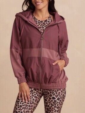 XL summersalt Two-Tone Dusty Rose Hooded Full Zip Jacket